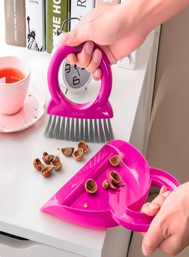 Solitude Small Broom Brush and Dustpan Set Desktop Broom Sweep Cleaning Brush Dust Remover Pan Car Keyboard Cleaning Household Dust Pan - Image 3